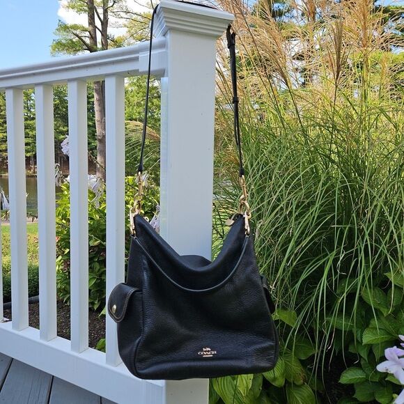 COACH PENNIE Pebbled Leather Crossbody Shoulder Bag,  BLACK H2222-6152 - Picture 1 of 9
